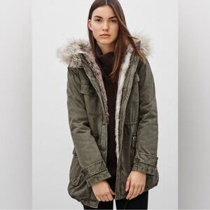 Aritzia Khaki Green Talula faux Fur Parka Jacket